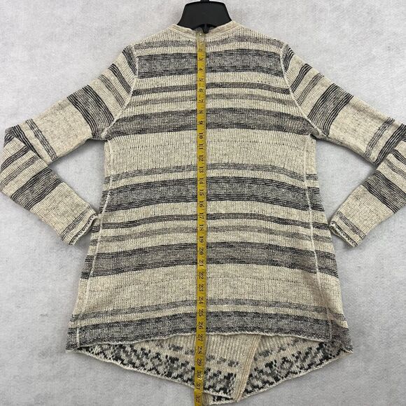 Lucky Brand Open Front Cardigan Sweater Medium Boho Aztec Tribal Knit Cream - Picture 9 of 12